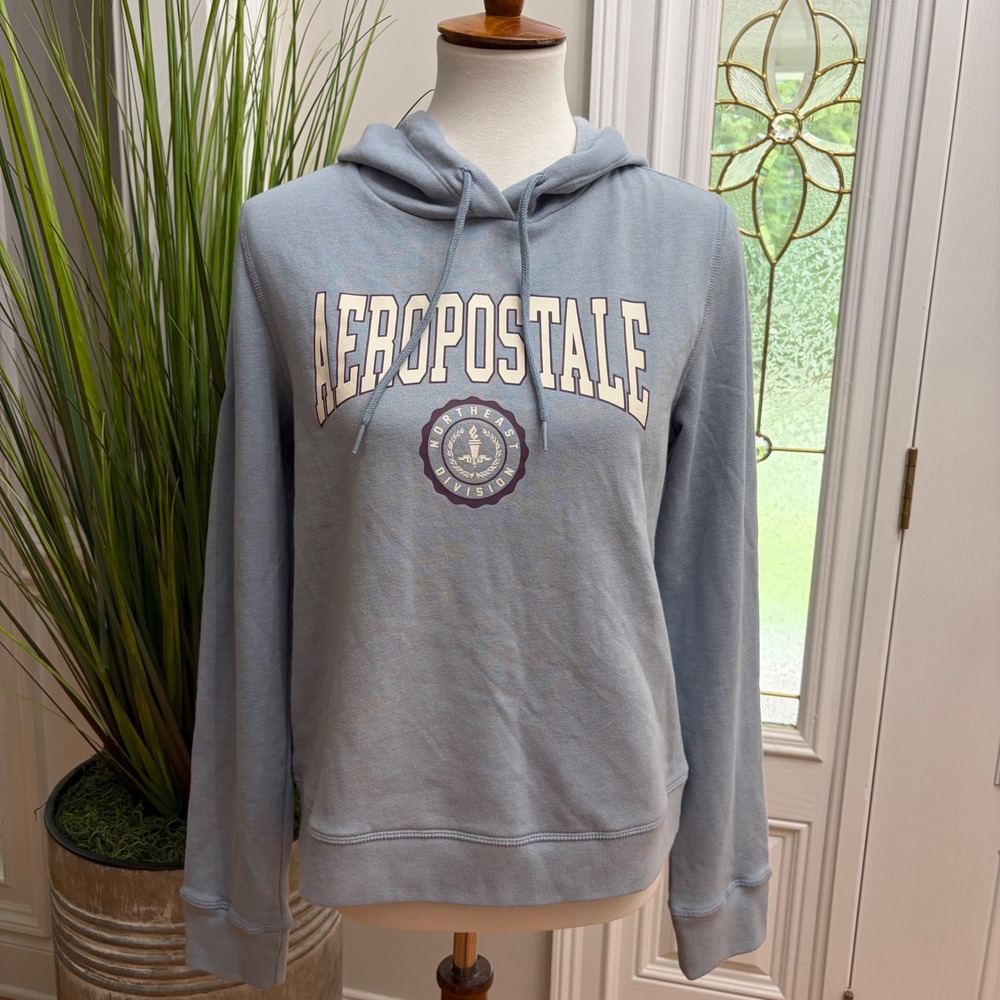 Aeropostale Northeast Division Graphic Hoodie Light Blue Size M 3231 NEW